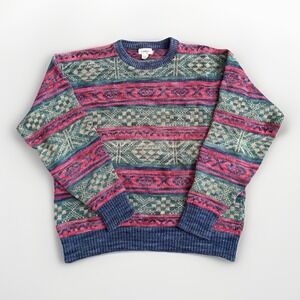 Vintage Y2K Tobruk Faire Isle Cotton Knit Crew Neck Sweater Mens XL USA Grampa
